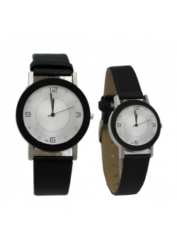 NK Fashion Leather Pair Watch, NK664M, White & Black